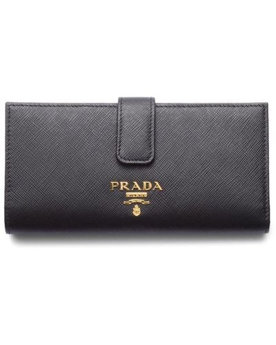 Prada Logo-plaque Leather Wallet - Gray