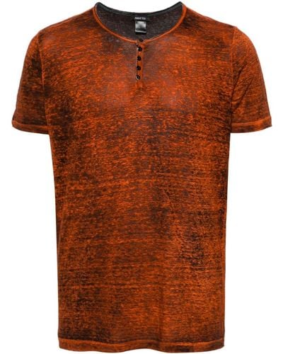 Avant Toi Abstract-print Linen T-shirt - Orange