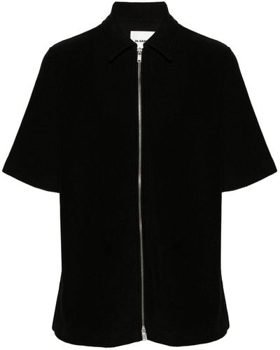 Jil Sander + Towelling Zip-up Shirt - Black