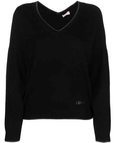 Liu Jo ファインニット Vネックセーター - ブラック