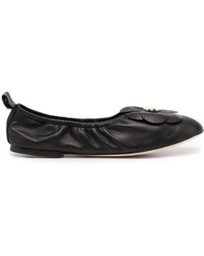 Tory Burch Flower Ballerina Court Shoes - Black