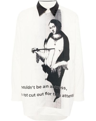 Yohji Yamamoto Puncture M A-stabbing Women Shirt - White