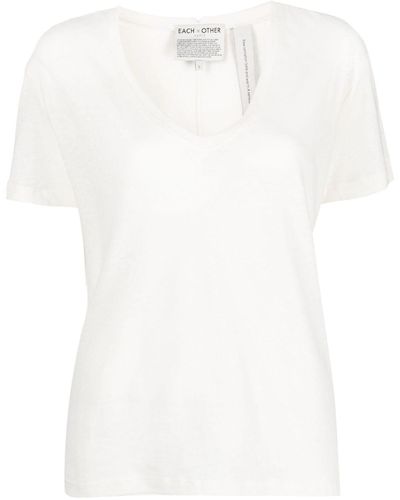 Each x Other Meliertes T-Shirt mit V-Ausschnitt - Weiß