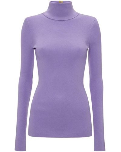 Victoria Beckham Merino Blend Roll-neck Sweater - Purple
