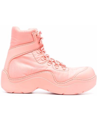 Bottega Veneta Puddle Lace-up Boots - Pink