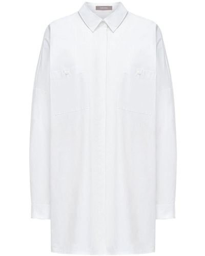 12 STOREEZ Chest-pocket Long-sleeve Shirt - White