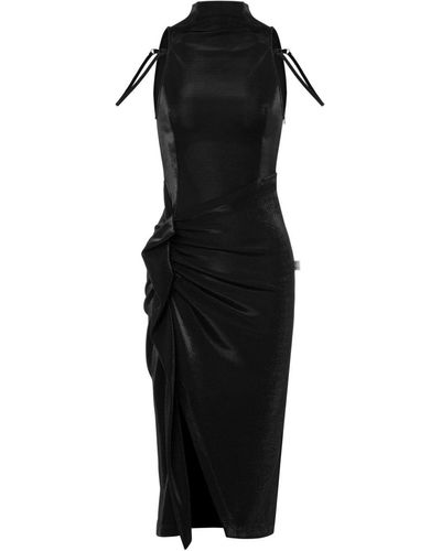 Moschino Jeans Ruched Halterneck Midi Dress - Black