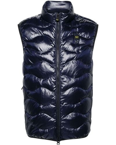 Blauer King Wave-quilted Gilet - Blue