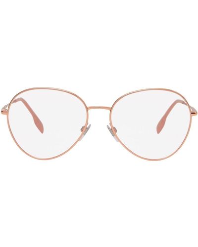 Burberry アイコンストライプ ラウンド眼鏡フレーム - ピンク