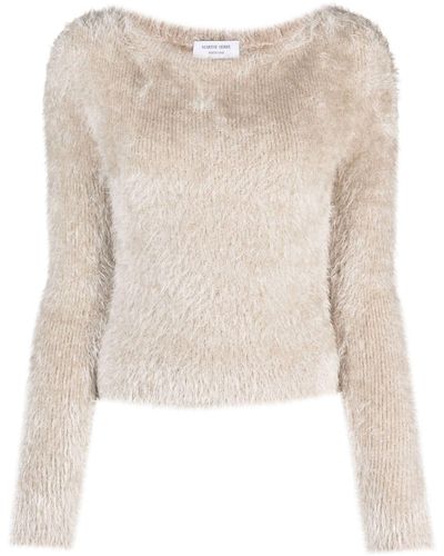 Marine Serre Crescent-motif Knitted Sweater - Natural