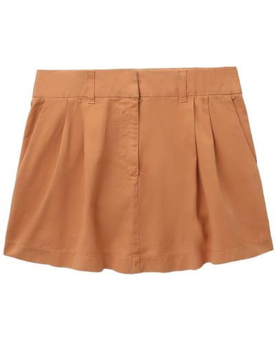 Stella McCartney Pleated Cotton Mini Skirt - Brown