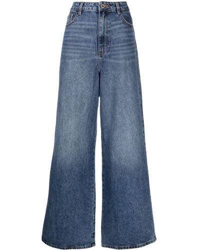 Self-Portrait Jeans mit weitem Bein - Blau