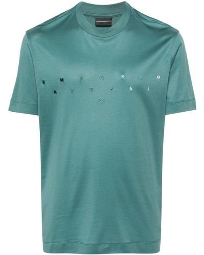 Emporio Armani T-shirt en coton à logo brodé - Vert