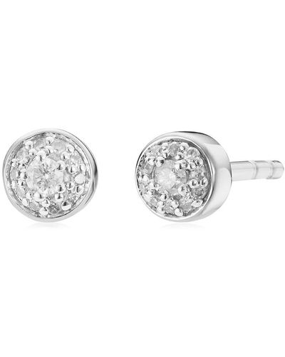 Monica Vinader Fijy Tiny Button Diamond Stud Earrings - Metallic