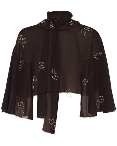 Prada Floral-print Georgette Cape - Black