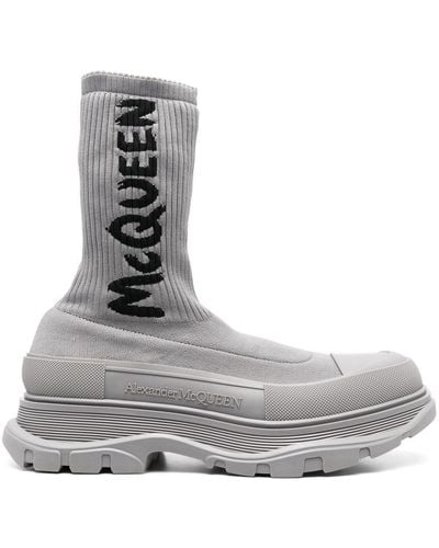 Alexander McQueen Sock-Sneakers mit Logo - Grau
