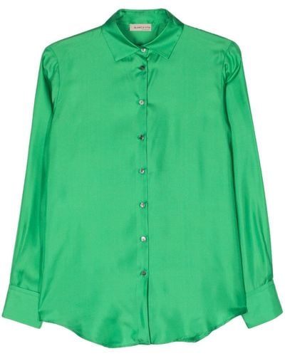 Blanca Vita Silk Satin Shirt - Green