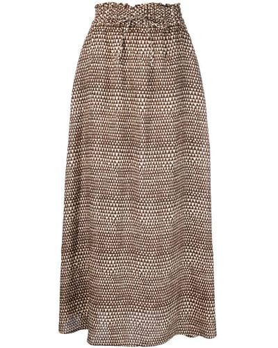 Massimo Alba Graphic-print Linen Skirt - Brown