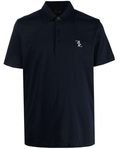 Billionaire Logo-print Cotton Polo Shirt - Blue