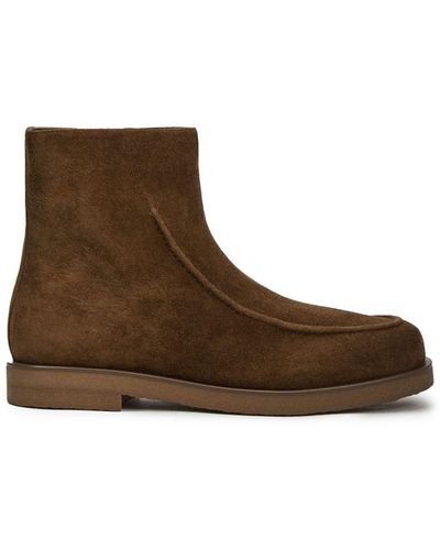 12 STOREEZ Suede Leather Ankle Boots - Brown