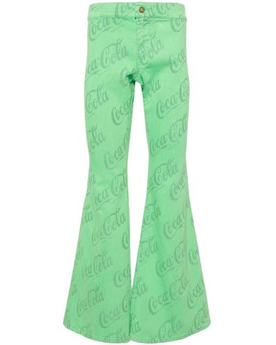 ERL X Coca-cola Mid-rise Flared Jeans - Green
