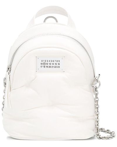Maison Margiela Quilted-effect Logo-patch Mini Backpack - White