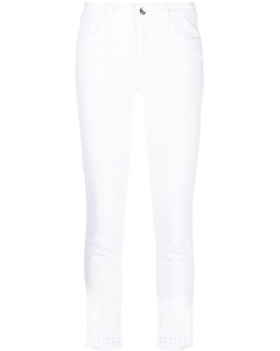 Liu Jo Cropped-Jeans mit Lochstickerei - Weiß