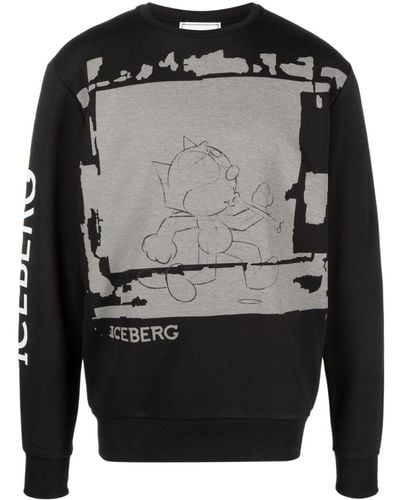 Iceberg Illustration-print Cotton Sweatshirt - Grey