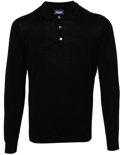 Drumohr Fine-knit Polo Shirt - Black