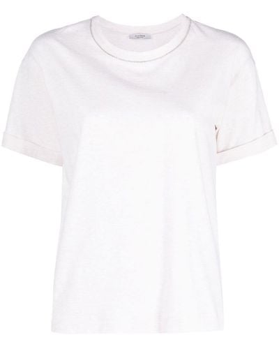 Peserico Camiseta con detalle de cadena Monili - Blanco