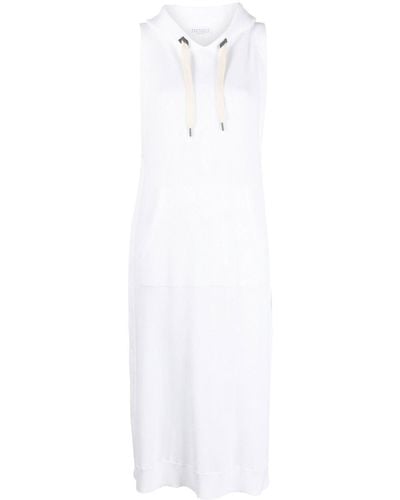 Brunello Cucinelli Sleeveless Hoodie Dress - White
