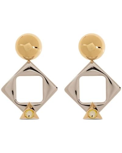 Saint Laurent Geometric Pendant Clip-on Earrings - Metallic
