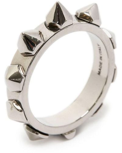 Alexander McQueen Spiked Stud Ring - White