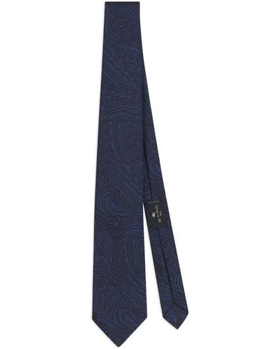 Etro Jacquard Printed Silk Tie - Blue