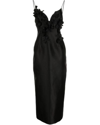 Acler Isla Column Satin Midi Dress - Black