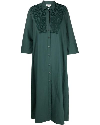 P.A.R.O.S.H. Guipure Lace-detail Cotton Maxi Dress - Green