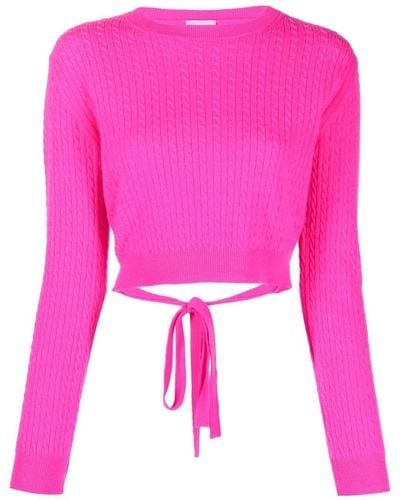 Patou Cropped-Pullover mit Zopfmuster - Pink