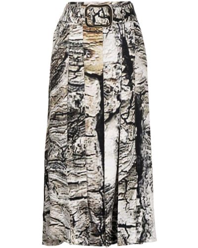 Matériel Graphic-print Belted-waist Skirt - Grey