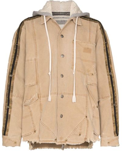 Greg Lauren Royal Hooded Cotton Work Jacket - Brown