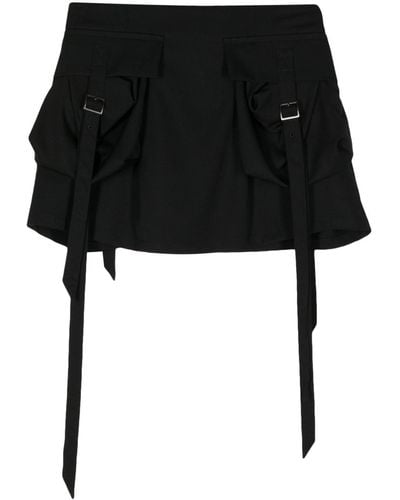 Yohji Yamamoto Buckle-embellished wool mini skirt - Negro