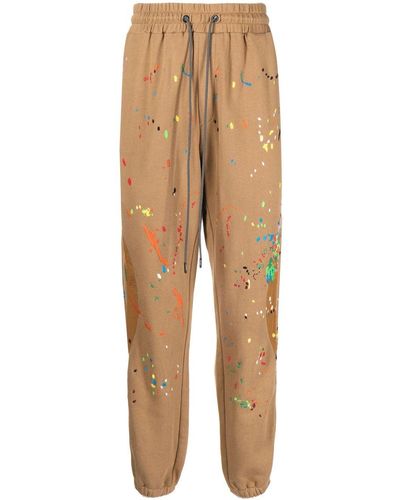 Mostly Heard Rarely Seen Warped Paint-embroidered Track Pants - Natural