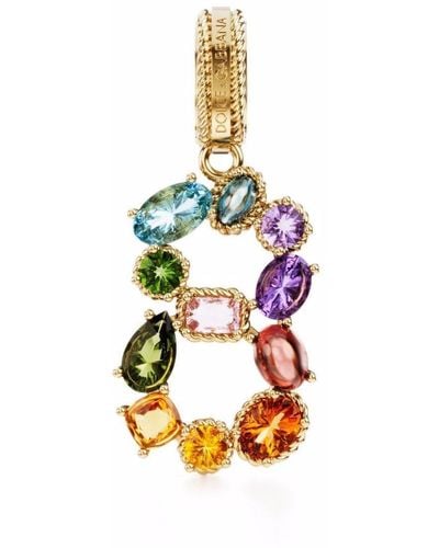 Dolce & Gabbana 18kt Yellow Gold Number 8 Gemstone Pendant - Metallic