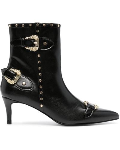 Versace Baroque-buckle 80mm Ankle Boots - Black