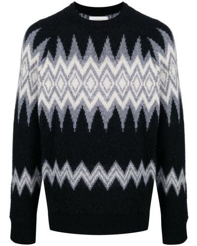 Laneus Patterned Intarsia-knit Sweater - Black