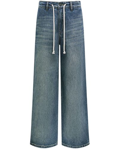 12 STOREEZ Halbhohe Wide-Leg-Jeans - Blau