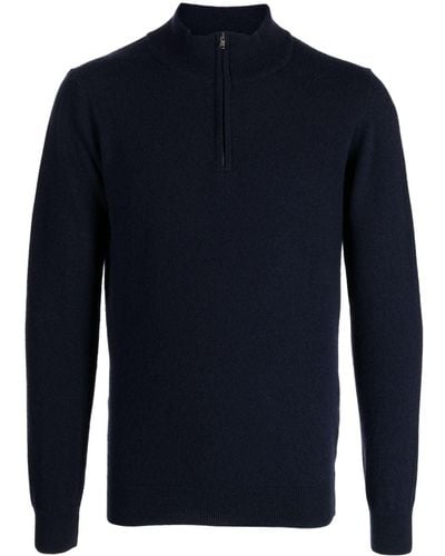 Pringle of Scotland Quarter-zip Merino-cashmere Sweater - Blue