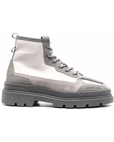 Leandro Lopes Leather High-top Trainers - Grey
