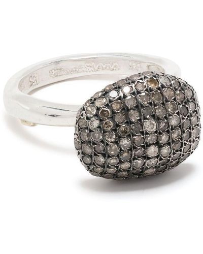 Rosa Maria Pavé Diamond Oversized Ring - Metallic