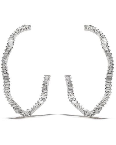 Suzanne Kalan 18kt White Gold 45mm Wave Diamond Hoops - Multicolor