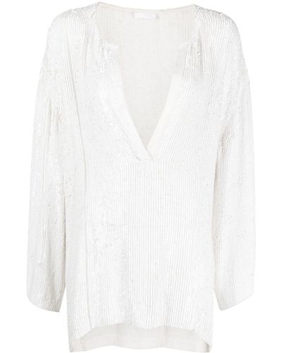 P.A.R.O.S.H. Long-sleeve Sequin Blouse - White